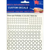 BECC Brass Type Portholes 4,5,6,8 and 10mm dia